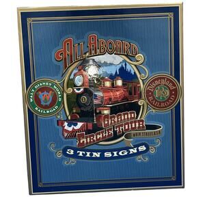 Disney Railroad Mickey Grand Circle Tour Main Street USA Metal Sign Rare Collect